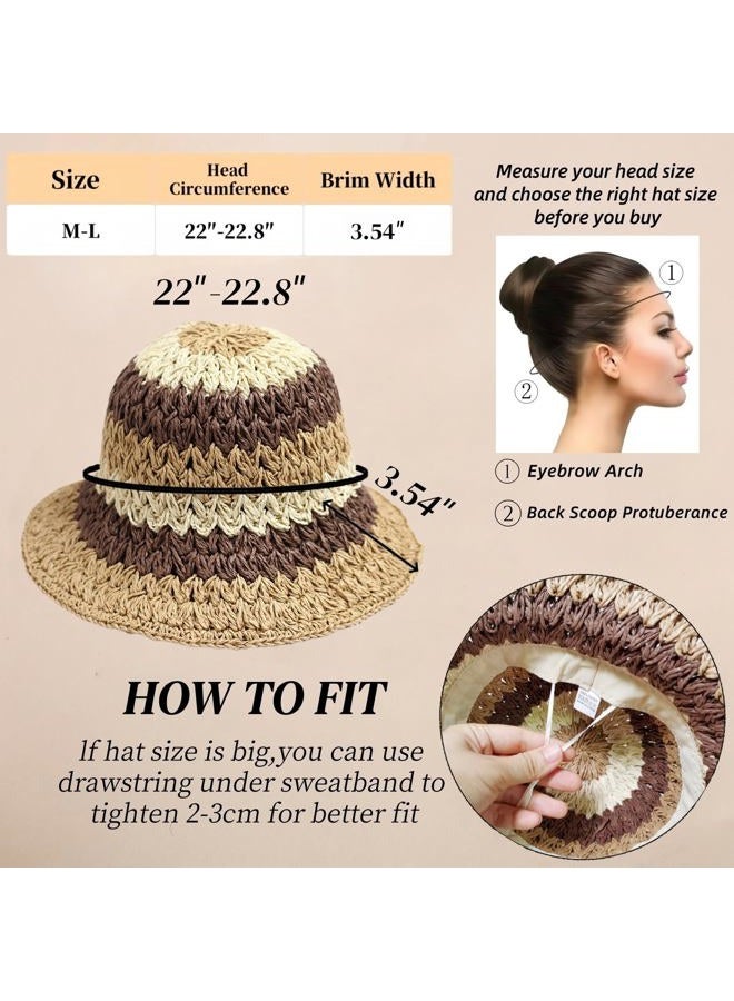 Askljeby Floppy Big Beach Straw Hats for Women Foldable Summer Wide Brim Packable Sun Hat Womens Travel Straw Fedora Hat, Floral-5, 7 1/8-7 1/4 - Image 2