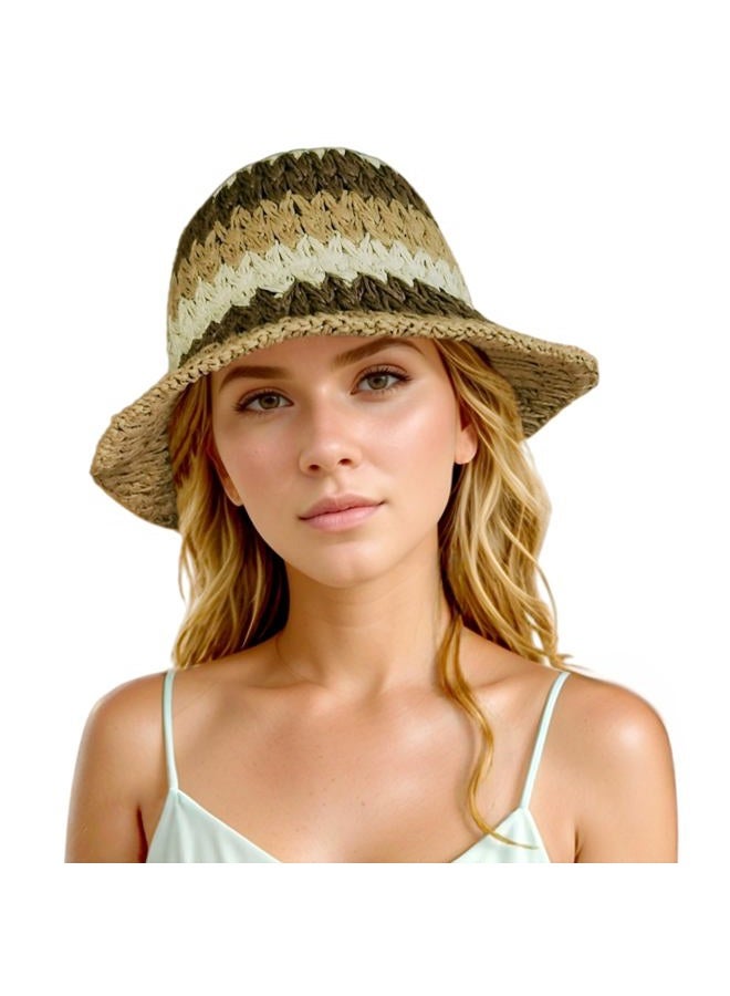 Askljeby Floppy Big Beach Straw Hats for Women Foldable Summer Wide Brim Packable Sun Hat Womens Travel Straw Fedora Hat, Floral-5, 7 1/8-7 1/4 - Image 1