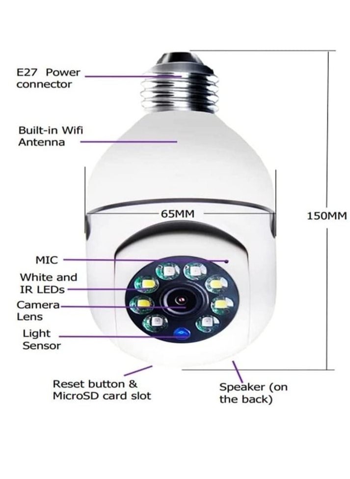 Generic - 2Pcs Light Bulb Security Camera 2.4GHz & 5G WiFi Outdoor, 1080P E27 Light Socket Security Camera, Indoor 360° Home Security Cameras, Full Color Day and Night, Smart Motion Detection - Image 1