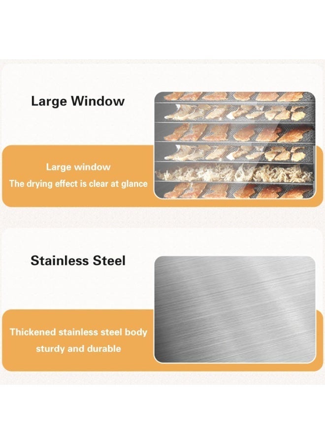WALALLA Food Dehydrator Machine with 8 Stainless Steel Trays, 400W Electric Food Dryer with 1–12 Hour Timer, 30–90°C Temperature Control and Glass Viewing Door for Fruit, Vegetables, Herbs, Meat and Dog Treats - Image 3