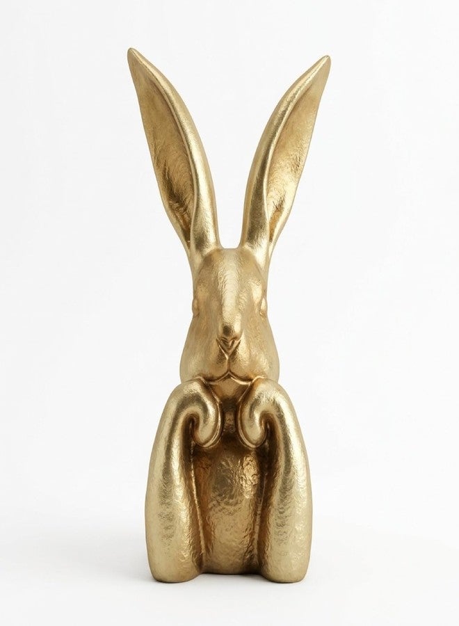 Pure Compression Easter Bunny Decor for Home - Gold Brass Thinking Bunnies Figurines Statues Home Decor - Spring Decorative Rabbits - Image 1