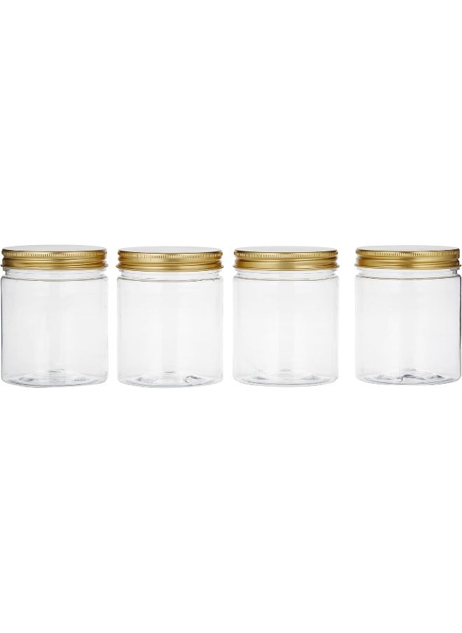 ALSAQER Alsaqer Round Pet Bottles and Jars with Gold Lid 4-Piece, 250 ml Capacity  - Image 2