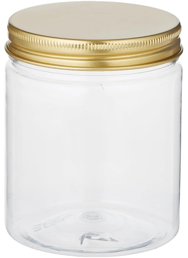 ALSAQER Alsaqer Round Pet Bottles and Jars with Gold Lid 4-Piece, 250 ml Capacity  - Image 1