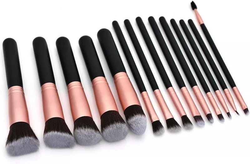 INFLUX 14-Piece Rose Gold Makeup Brush Set–Essential Makeup Brushes Kit with Blush, Bronzer, Highlighter, and Concealer Brushes – Ideal Beauty Gift Set for Travel Essentials, Makeup Set, and Beauty Blending - Image 5