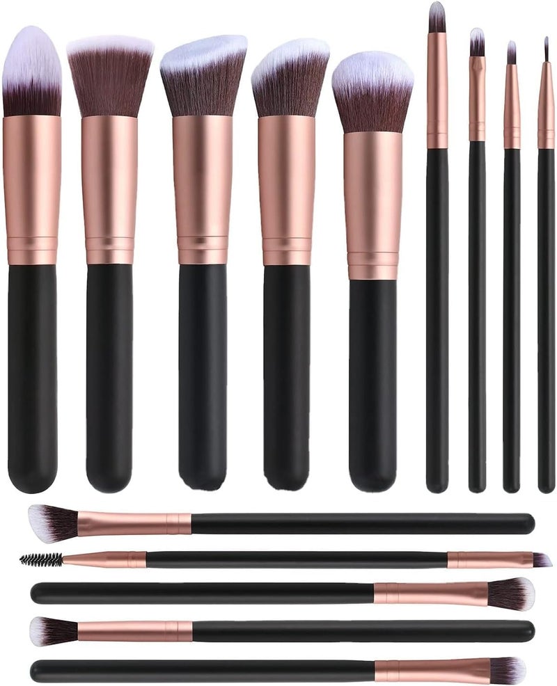 INFLUX 14-Piece Rose Gold Makeup Brush Set–Essential Makeup Brushes Kit with Blush, Bronzer, Highlighter, and Concealer Brushes – Ideal Beauty Gift Set for Travel Essentials, Makeup Set, and Beauty Blending - Image 1