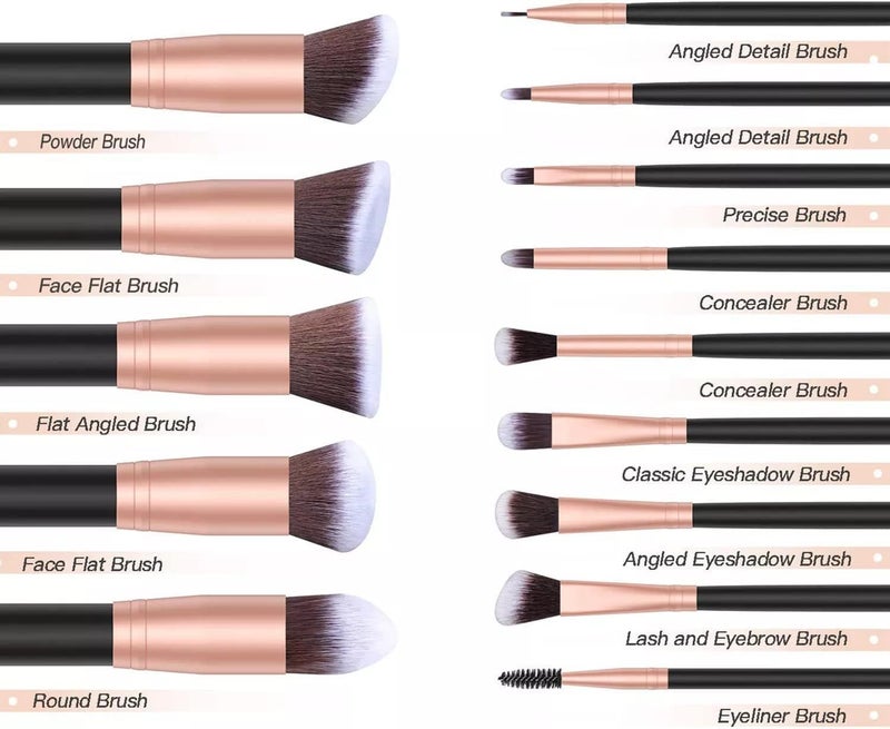 INFLUX 14-Piece Rose Gold Makeup Brush Set–Essential Makeup Brushes Kit with Blush, Bronzer, Highlighter, and Concealer Brushes – Ideal Beauty Gift Set for Travel Essentials, Makeup Set, and Beauty Blending - Image 4