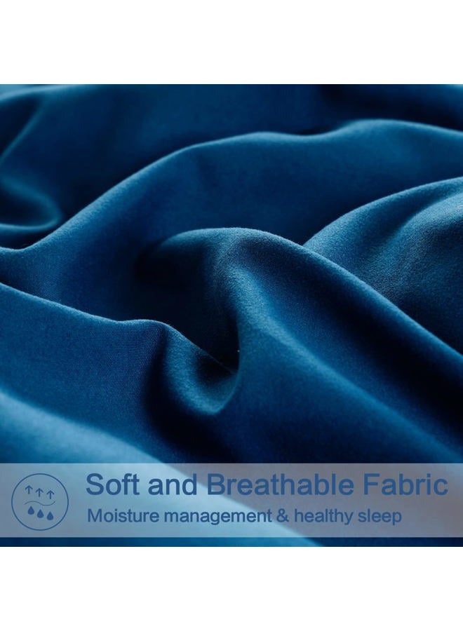 EASELAND All Season King Size Soft Quilted Down Alternative Comforter Reversible Duvet Insert with Corner Tabs,Winter Summer Warm Fluffy,Navy,90x102 inches - Image 4