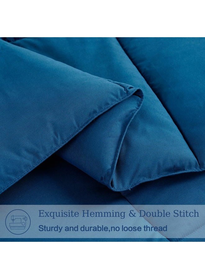 EASELAND All Season King Size Soft Quilted Down Alternative Comforter Reversible Duvet Insert with Corner Tabs,Winter Summer Warm Fluffy,Navy,90x102 inches - Image 5