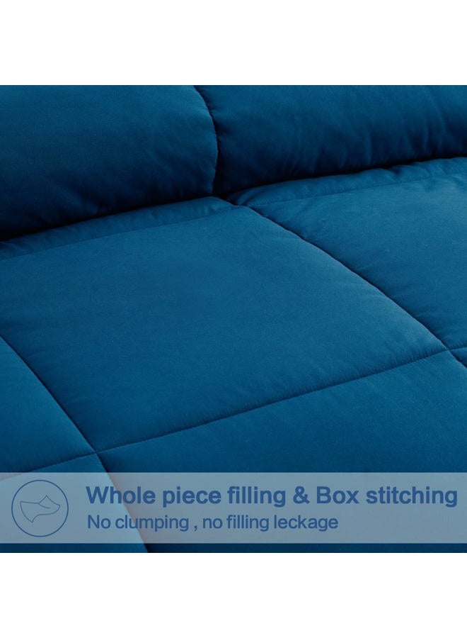 EASELAND All Season King Size Soft Quilted Down Alternative Comforter Reversible Duvet Insert with Corner Tabs,Winter Summer Warm Fluffy,Navy,90x102 inches - Image 3