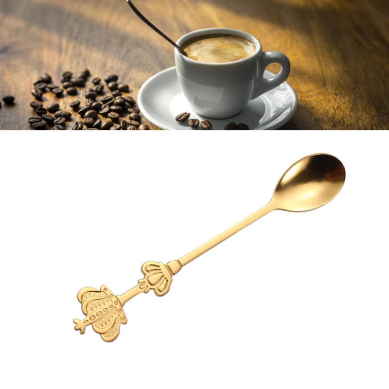 Crown Spoon Stainless Steel Double Crown Design Creative Coffee Spoon - Golden Color Multifunctional Stirring Spoon for Tea Ice Cream Dessert - Image 5