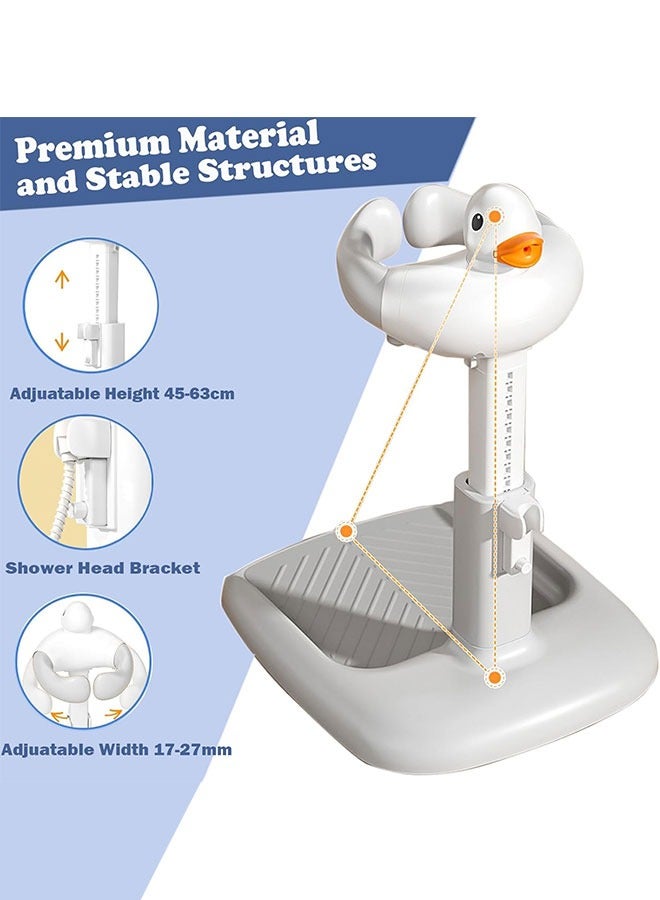 Sharpdo Baby Shower Stand, Infant Bath Support, Foldable Baby Bathing Stand with Anti-Slip Base and Shower Cap - Image 4