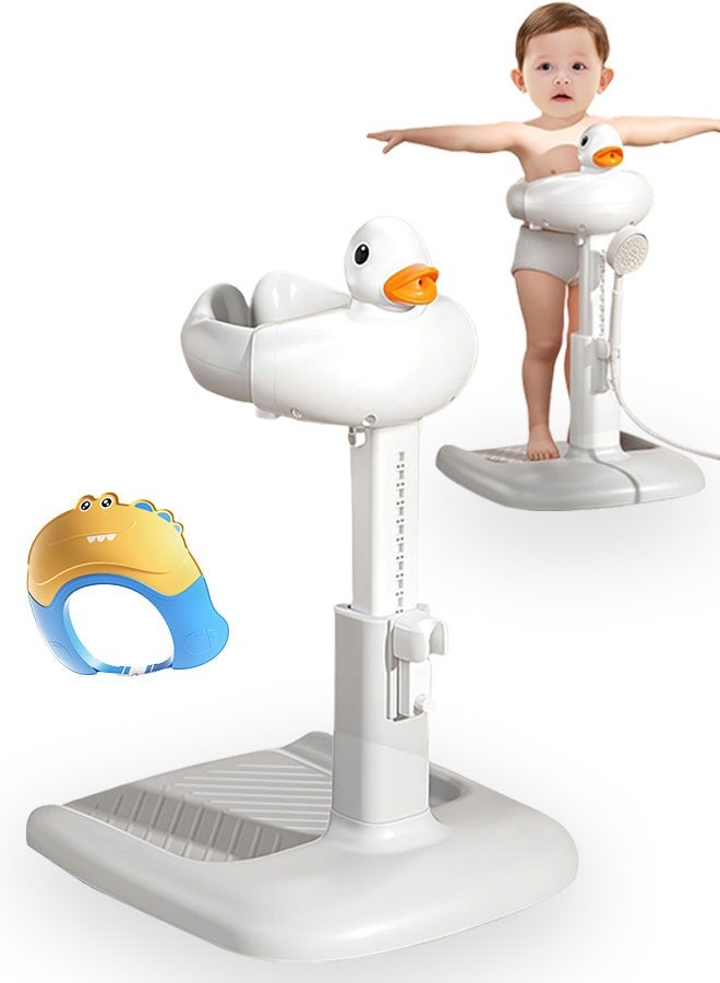 Sharpdo Baby Shower Stand, Infant Bath Support, Foldable Baby Bathing Stand with Anti-Slip Base and Shower Cap - Image 1