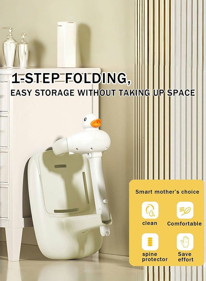 Sharpdo Baby Shower Stand, Infant Bath Support, Foldable Baby Bathing Stand with Anti-Slip Base and Shower Cap - Image 5