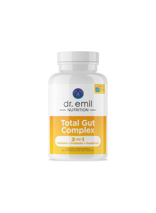 DR EMIL NUTRITION مجمع صحة الأمعاء الشامل - مكملات صحة الأمعاء للبروبيوتيك + البريبايوتيك + البوستبيوتيك للنساء والرجال - بروبيوتيك لصحة الهضم وصحة الأمعاء، 60 كبسولة - Image 1