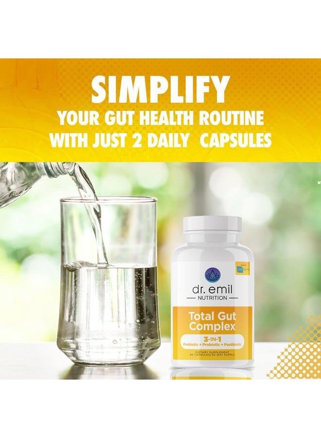 DR EMIL NUTRITION مجمع صحة الأمعاء الشامل - مكملات صحة الأمعاء للبروبيوتيك + البريبايوتيك + البوستبيوتيك للنساء والرجال - بروبيوتيك لصحة الهضم وصحة الأمعاء، 60 كبسولة - Image 5