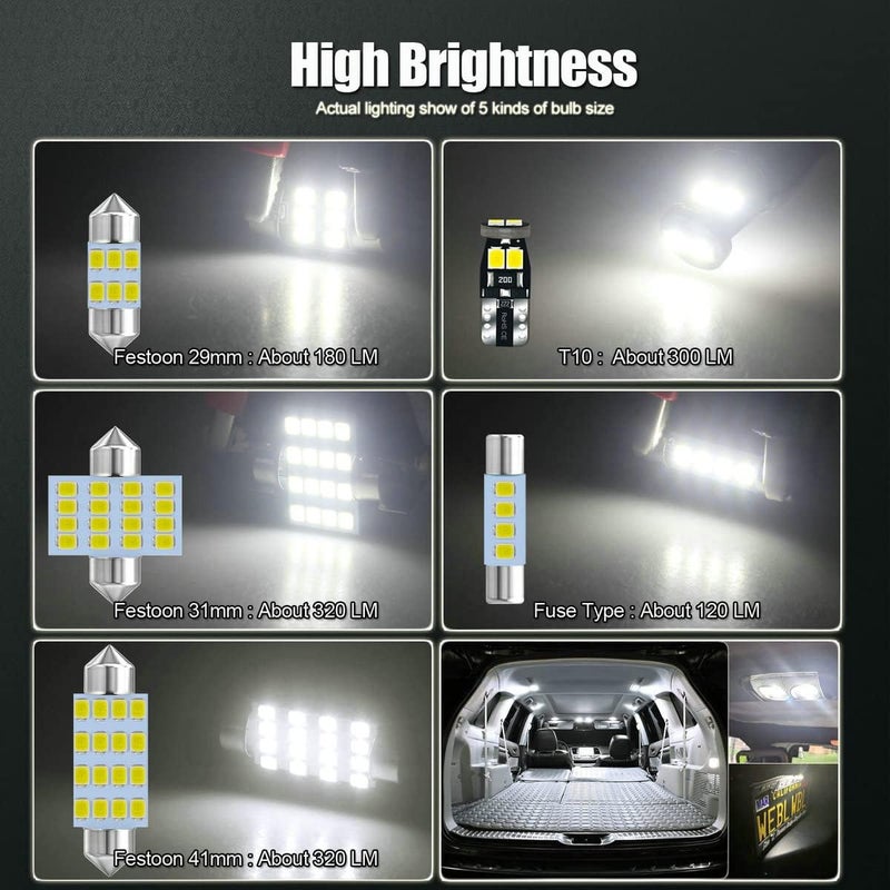 EBAIFUN 26-Pack 6000K White 12V LED Bulb Kit for Car and Truck Interior Lighting - Image 4