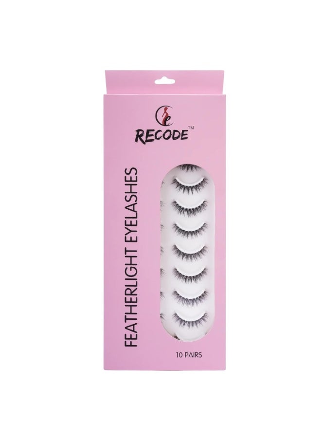 Recode RE02 Featherlight Eyelashes-Transparent Band,Pack of 10  - Image 2
