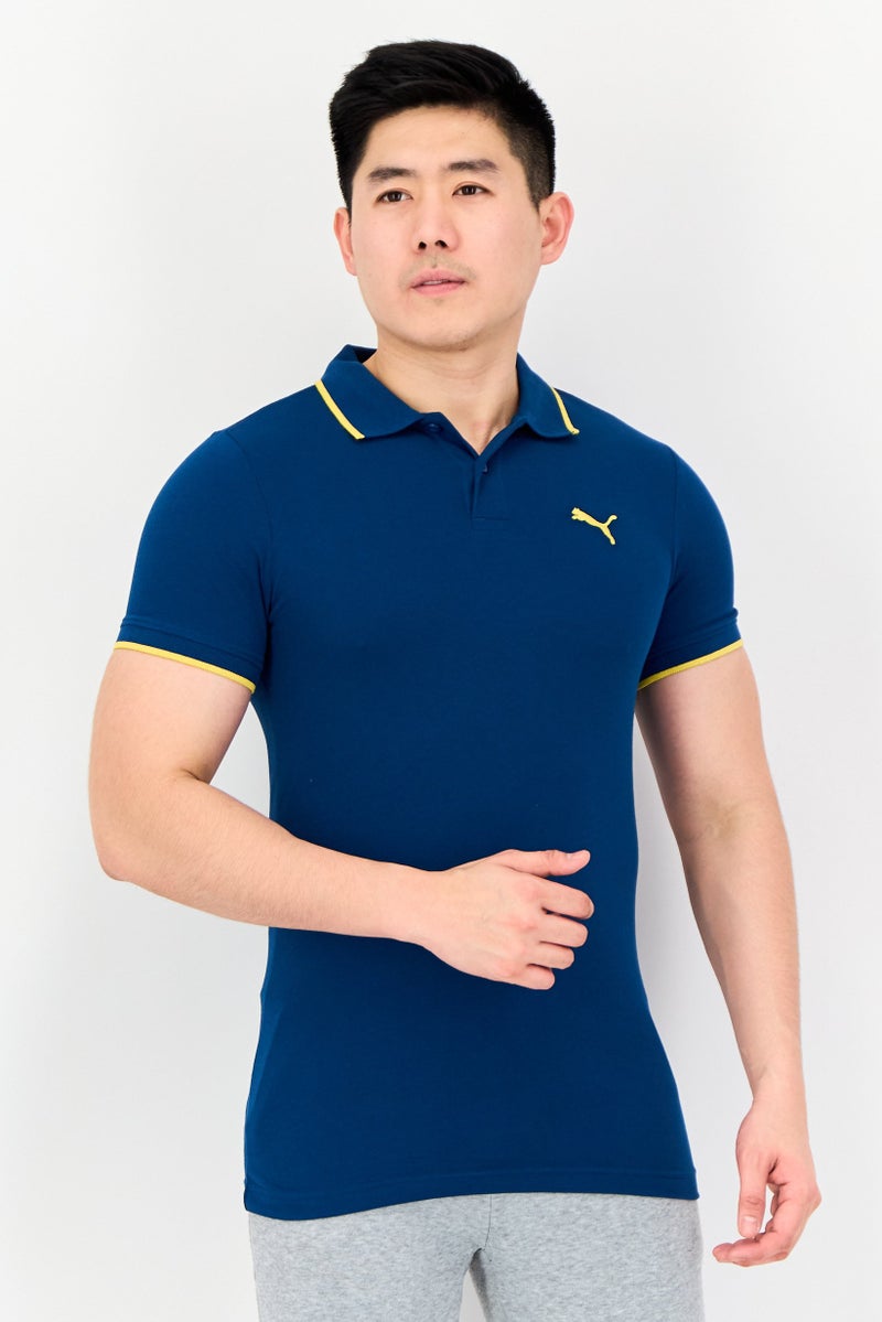 PUMA قميص بولو قصير الأكمام للرجال بتصميم نحيف، أزرق داكن - Image 1
