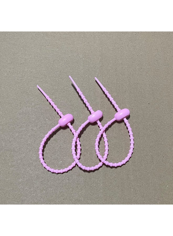 Loquat Simple Tadpole Silicone Cable Tie With Loose Buckle Wire Bundle DIY Handmade Doll Luggage Accessories Lanyard-Color:Pink 220mm - Image 1