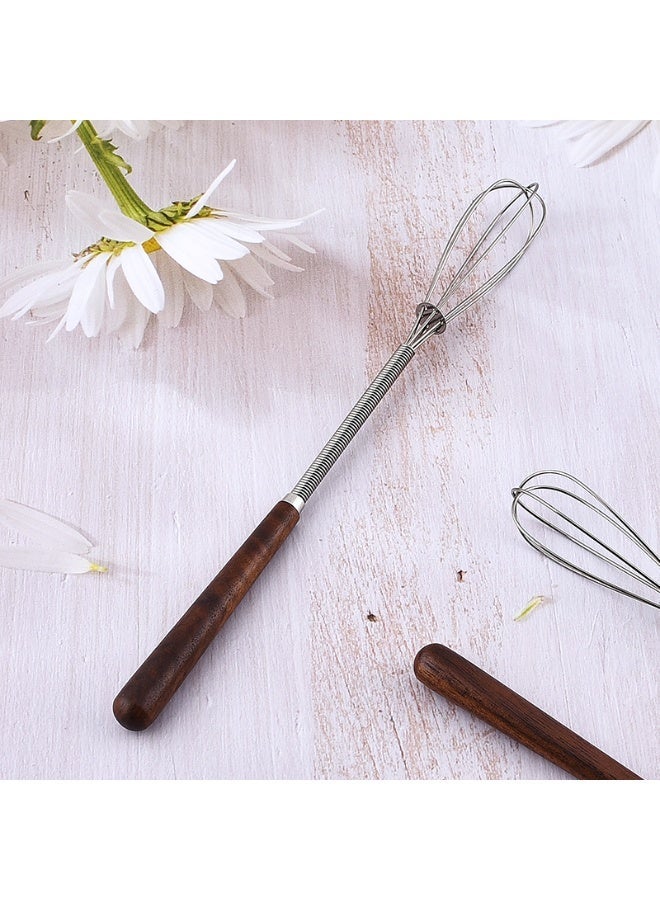 zoba Small manual egg beater made of stainless steel with a wooden handle, ideal for beating eggs, cooking, mixing ingredients and blending sauces - (2 pieces) - Image 5