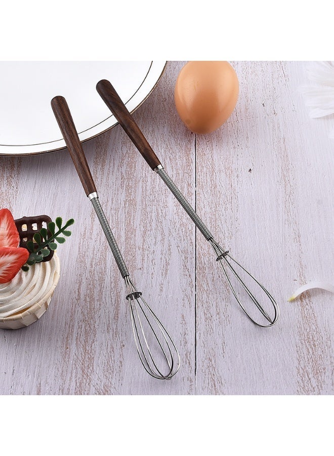 zoba Small manual egg beater made of stainless steel with a wooden handle, ideal for beating eggs, cooking, mixing ingredients and blending sauces - (2 pieces) - Image 2