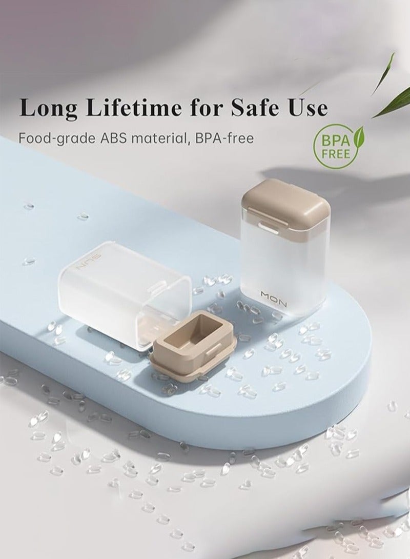 لبونير منظم حبوب السفر الأسبوعي، خالٍ من مادة BPA، يكفي لمدة 7 أيام، مرة واحدة يوميًا، يتميز بتصميم مغناطيسي فريد مع علبة حبوب كبيرة السعة لتخزين الفيتامينات وزيت كبد الحوت والمكملات الغذائية والأدوية - Image 2