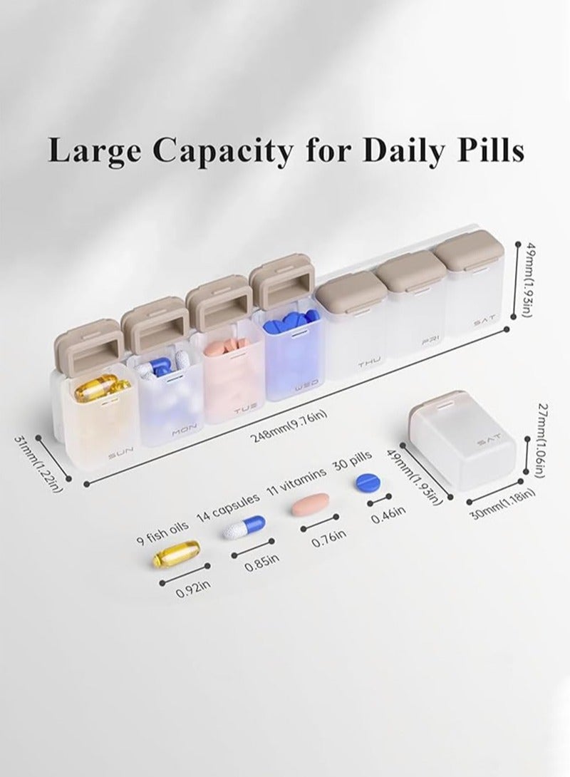 لبونير منظم حبوب السفر الأسبوعي، خالٍ من مادة BPA، يكفي لمدة 7 أيام، مرة واحدة يوميًا، يتميز بتصميم مغناطيسي فريد مع علبة حبوب كبيرة السعة لتخزين الفيتامينات وزيت كبد الحوت والمكملات الغذائية والأدوية - Image 4