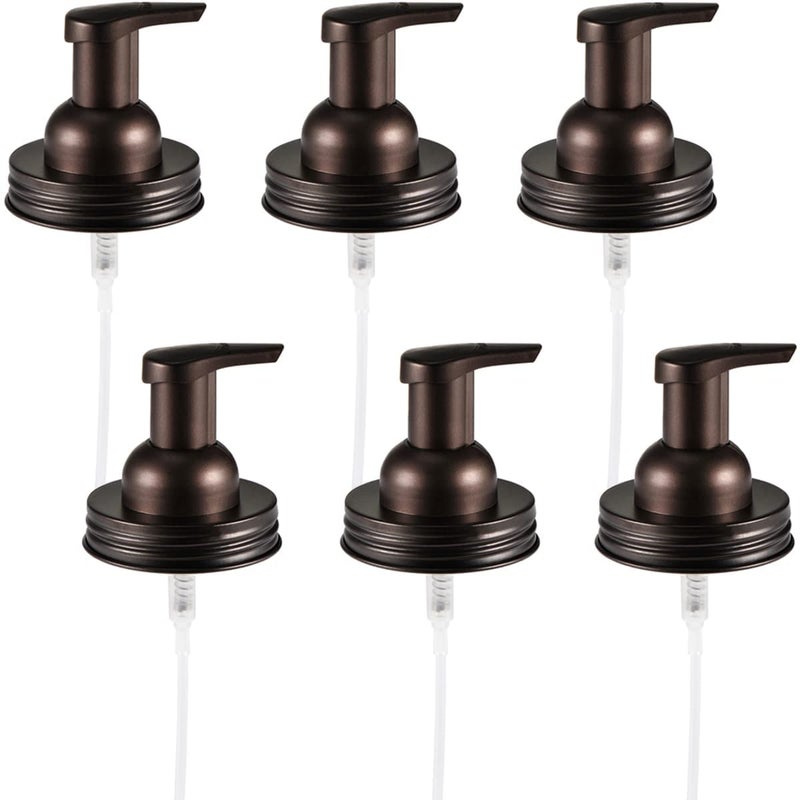 Amolliar Mason Jar Foaming Soap Dispenser Pump Lids Foaming Pump Replacement Kit for Pint Regular Mouth Mason Jar Refill Hand Soap Waterproof Labels Kitchen Bathroom Farmhouse Decor Bronze 6 Pack