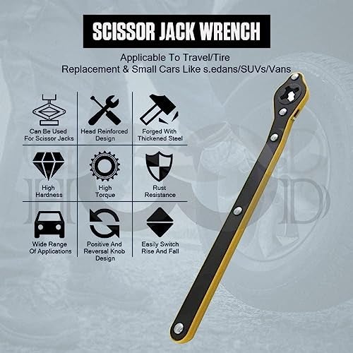 GoodHood Original Universal Car Jack Ratchet Wrench|360 forward and reverse knob Labor-Saving design|Scissor Jack Lift Speed Handle Tool|Jack Lug Handle Tool|Tire Wheel Jack Wrench - Image 2
