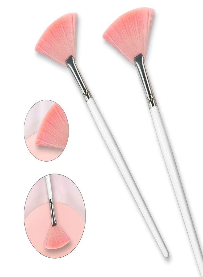 LOOKSEVEN 4 Pack Fan Brushes Fan Mask Brush Set, Facial Mask Brush Mask Applicator Brush for Peel Mask Makeup Tool (4 Colors) - Image 2