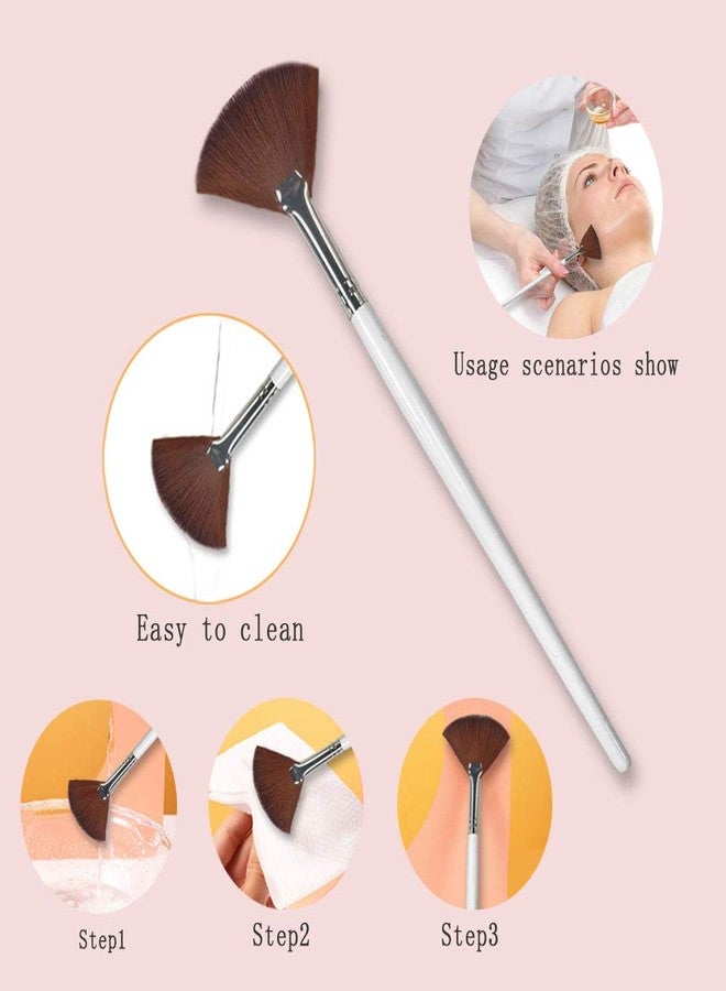 LOOKSEVEN 4 Pack Fan Brushes Fan Mask Brush Set, Facial Mask Brush Mask Applicator Brush for Peel Mask Makeup Tool (4 Colors) - Image 3