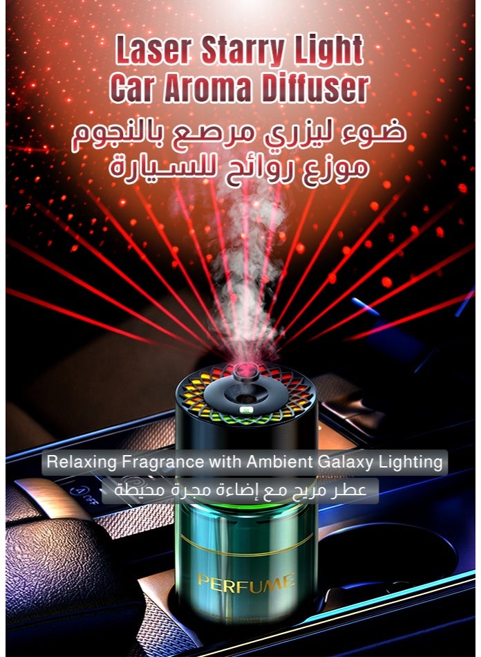 general Car Aroma Diffuser with Laser Starry Light | Wireless Car Air Freshener 120ml Refillable Glass | Portable Essential Oil Diffuser, USB Type-C, Battery Operated Cup Holder Design - Image 2