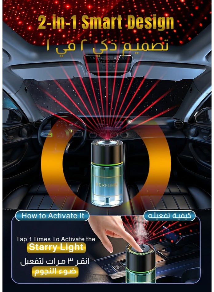 general Car Aroma Diffuser with Laser Starry Light | Wireless Car Air Freshener 120ml Refillable Glass | Portable Essential Oil Diffuser, USB Type-C, Battery Operated Cup Holder Design - Image 3
