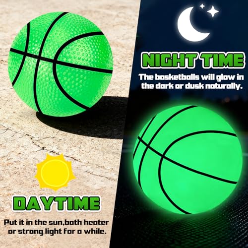 Hymaz Glow in The Dark Basketball 12 Pack Mini Basketballs with Pump for Kids Teens Adults Sports Birthday Gift for Basketball Hoop Pool Party Favor Night Game - Image 5
