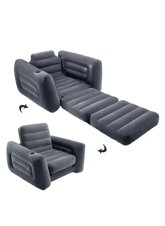 Generic - 2-in-1 inflatable and deflatable chair and bed with cup holder, 109x218x66cm - Image 1