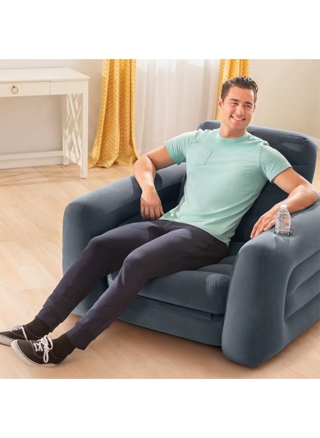 Generic - 2-in-1 inflatable and deflatable chair and bed with cup holder, 109x218x66cm - Image 1