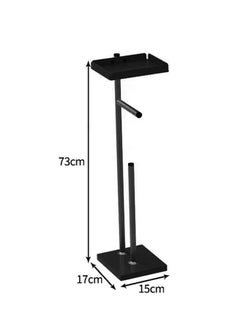 Generic Black Toilet Paper Holder, Free Standing Toilet Roll Holder for 3-4 Rolls with Heavy Base and Top Shelf, Apartment Restroom Household Home Essentials  - Image 2