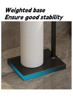 Generic Black Toilet Paper Holder, Free Standing Toilet Roll Holder for 3-4 Rolls with Heavy Base and Top Shelf, Apartment Restroom Household Home Essentials  - Image 4
