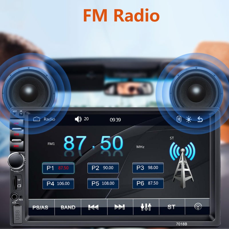 LSLYA Double Din Car Stereo,7 Inch Car Radio with HD Touch Screen Bluetooth Car Stereo,Bluetooth Hands-Free Calling,Mirror Link,AUX/EQ/SWC - Image 4