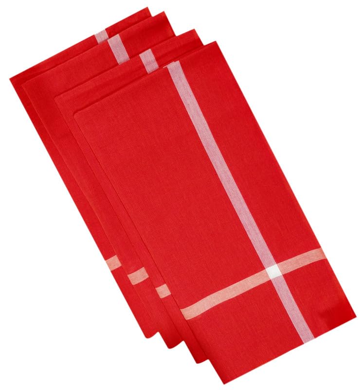 YETTALAN® Traditional Pooja Handloom Towels 100% Cotton Gamcha/Angavastram with Border (Pack of 4) (RED) - Image 3