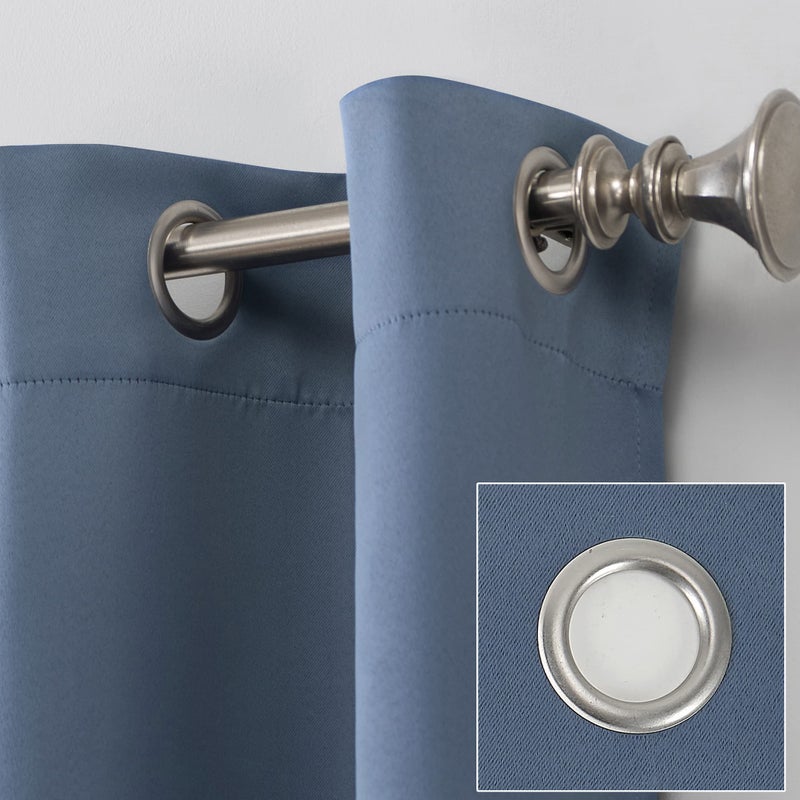 Sun Zero Soho 2-pack Blackout Energy Efficient Grommet Curtain Panel Pair  54"" x 96""  Denim Blue - Image 2