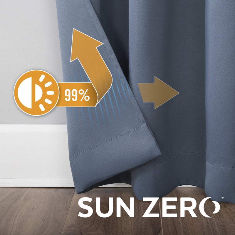 Sun Zero Soho 2-pack Blackout Energy Efficient Grommet Curtain Panel Pair  54"" x 96""  Denim Blue - Image 4