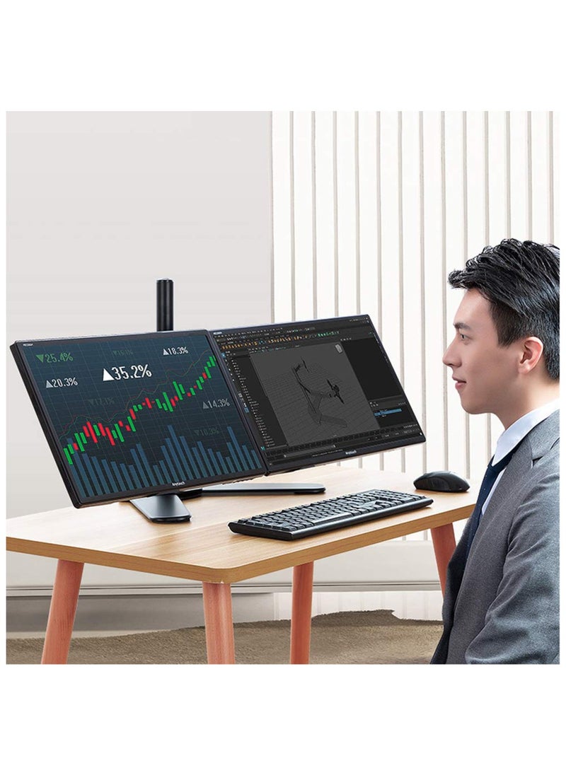 XiuWoo - Dual Monitor Stand Free-Standing Desk Stand for 2 Screens up to 27 inches Heavy-Duty Fully Adjustable Arms with Max VESA 100x100mm - Image 1