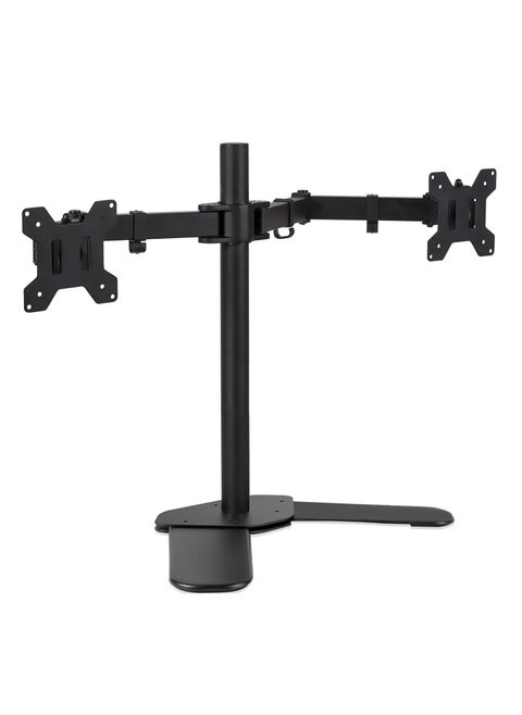 Dual Monitor Stand Free-Standing Desk Stand for 2 Screens up to 27 inches Heavy-Duty Fully Adjustable Arms with Max VESA 100x100mm