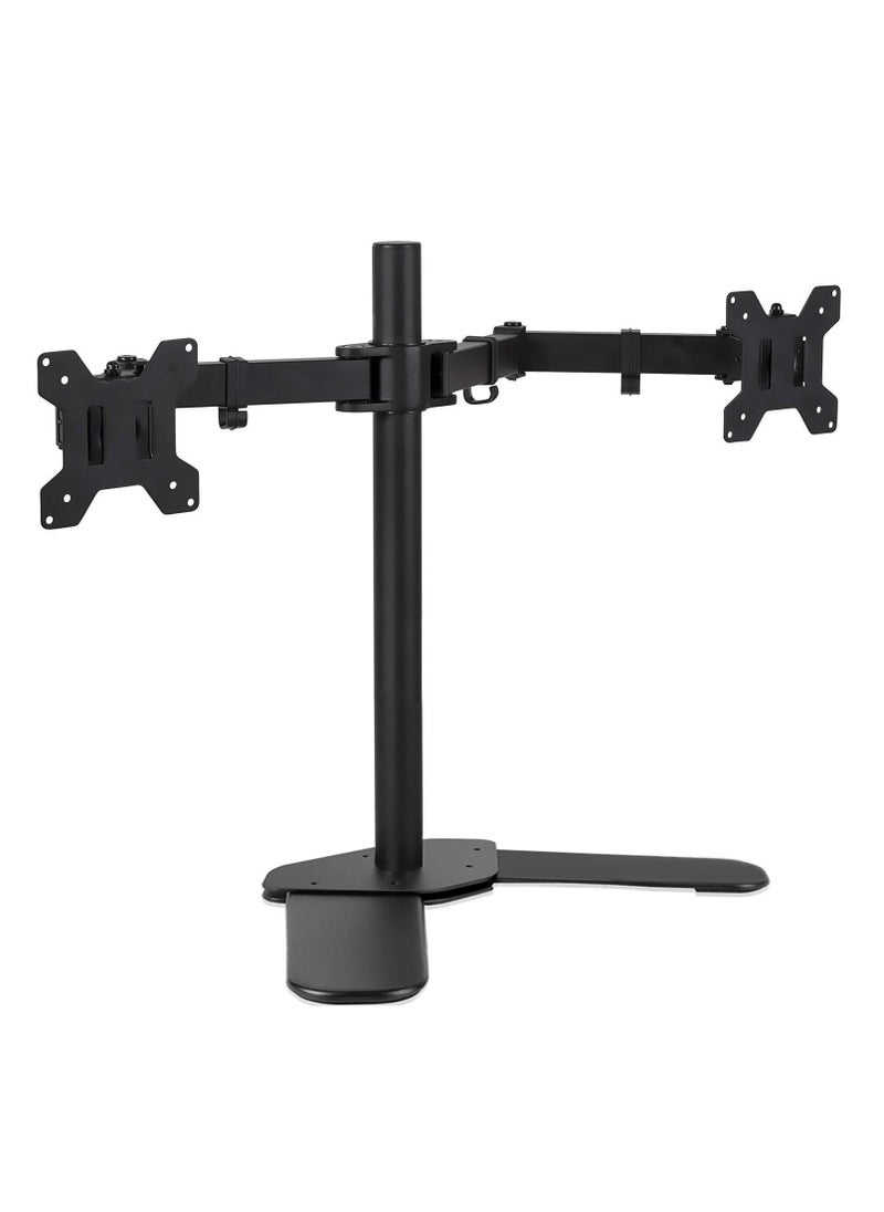 XiuWoo - Dual Monitor Stand Free-Standing Desk Stand for 2 Screens up to 27 inches Heavy-Duty Fully Adjustable Arms with Max VESA 100x100mm - Image 1
