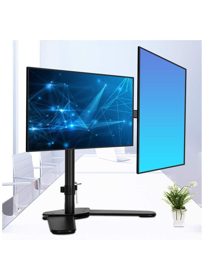 XiuWoo - Dual Monitor Stand Free-Standing Desk Stand for 2 Screens up to 27 inches Heavy-Duty Fully Adjustable Arms with Max VESA 100x100mm - Image 1