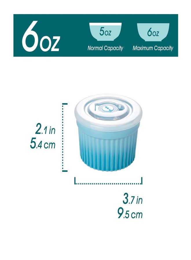 vancasso Ramekins with Lids 6 x 200 ml Porcelain Ramekins and Soufflé Moulds, Creme Brulee Ramekin for Muffin and Cake, Ramekin Oven for Cream, Sauce, Fruit, Diameter 9.5 cm - Blue - Image 2