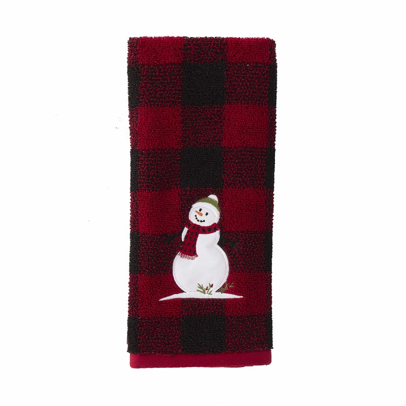 SKL Home Christmas Woodland Winter Snowman Hand Towel 2pc Set for Bath/Kitchen & Gift, Red - Image 2