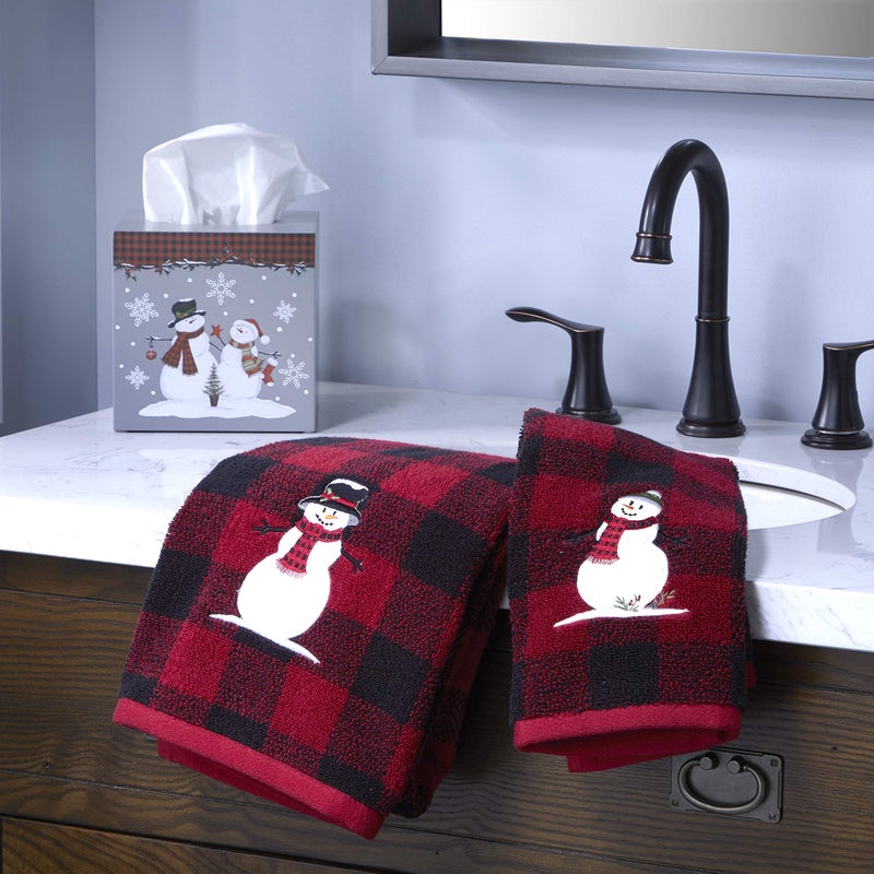 SKL Home Christmas Woodland Winter Snowman Hand Towel 2pc Set for Bath/Kitchen & Gift, Red - Image 5