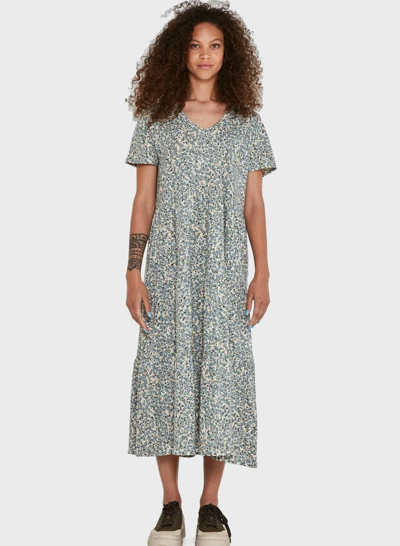 NOISY MAY V-Neck Midi Tier Dress
